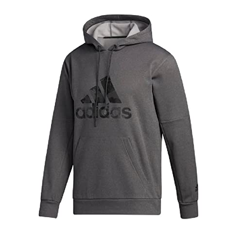 adidas Mens Standard Game and Go Pullover Hoodie, Dark Grey Heather, Medium