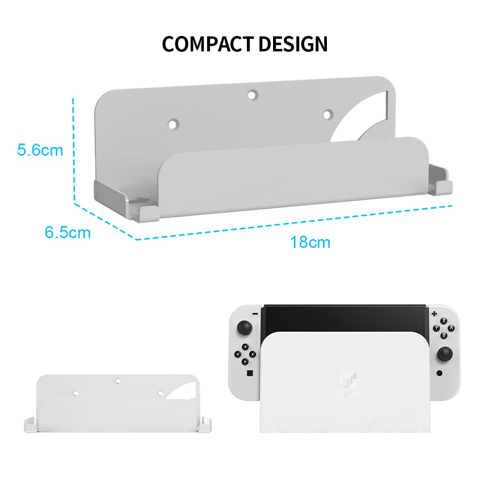 JDDWIN Switch OLED Wall Mount,Wall Mount for Switch/Switch OLED,All Metal Vertical Hanging On Wall (White)