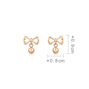 CHOW SANG SANG Delicate Gold 18K Rose Gold Ribbon with Beads Stud Earrings for Women 92795E