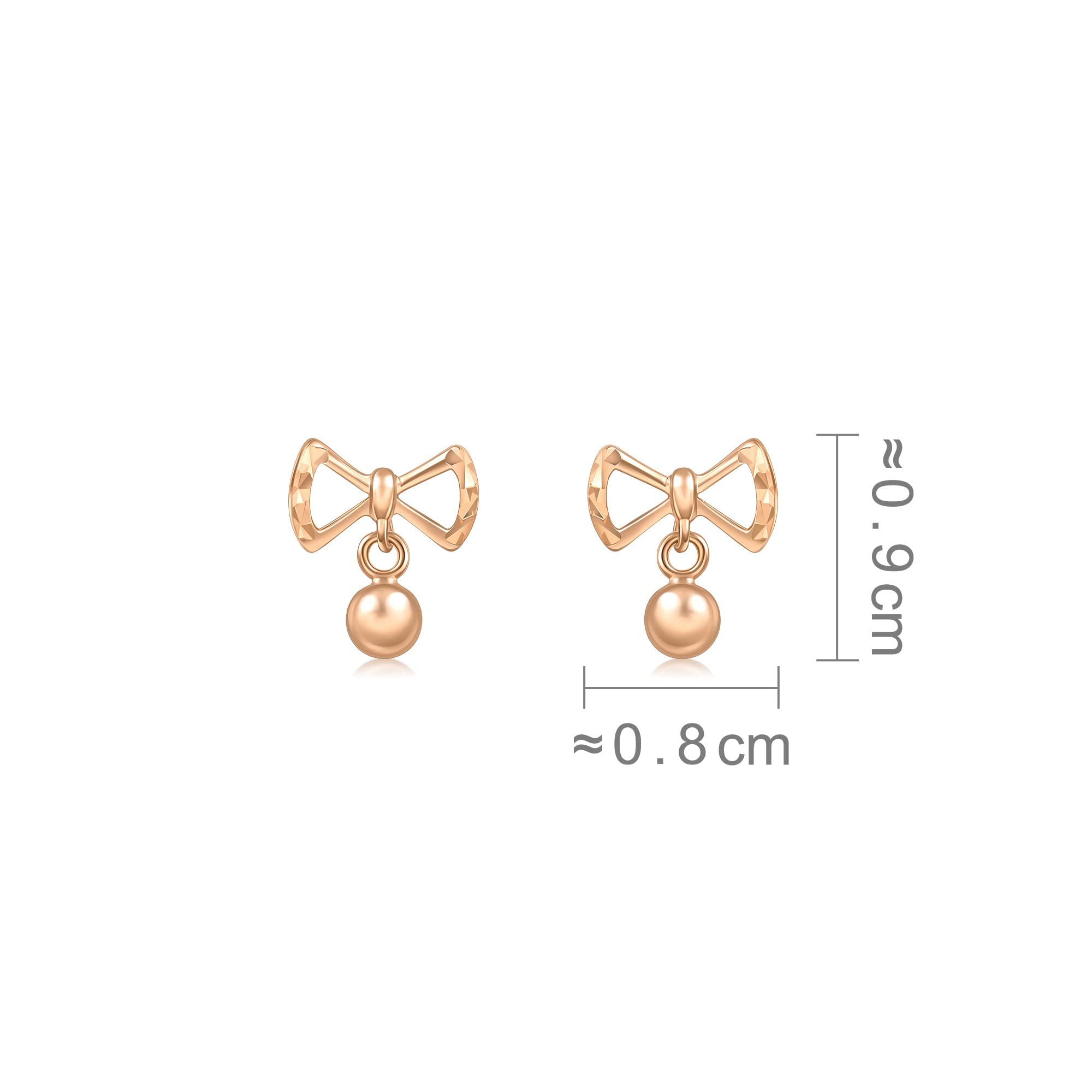 CHOW SANG SANG Delicate Gold 18K Rose Gold Ribbon with Beads Stud Earrings for Women 92795E