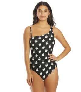 kate spade new york apple toss bunny tie one shoulder one-piece black lg