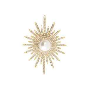 rhinestone pearl brooch pin for women gold fashion star dress jewelry