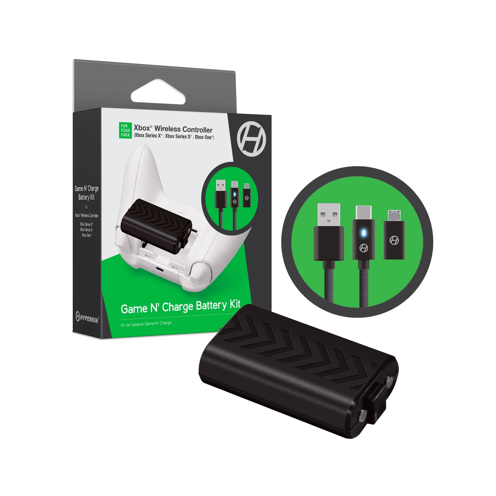 Hyperkin "Game N' Charge" Battery Kit for Xbox Wireless Controller (Xbox Series X/Xbox Series S) (Black) - Xbox Series X;