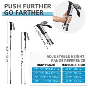 Collapsible Trekking Poles - 2-pc Pack Adjustable Hiking or Walking Sticks - Strong, Lightweight Aluminum 7075 - EVA Grip Handle for Climbing, Mountaining, Camping, Backpacking (BLACK-2PCS)