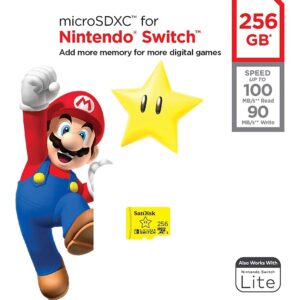 SanDisk 256GB Nintendo Switch MicroSDXC UHS-I Memory Card for Nintendo Switch OLED Model (SDSQXAO-256G-GNCZN) U3, Class 10, 4K UHD Bundle with (1) Everything But Stromboli MicroSDXC & SD Card Reader