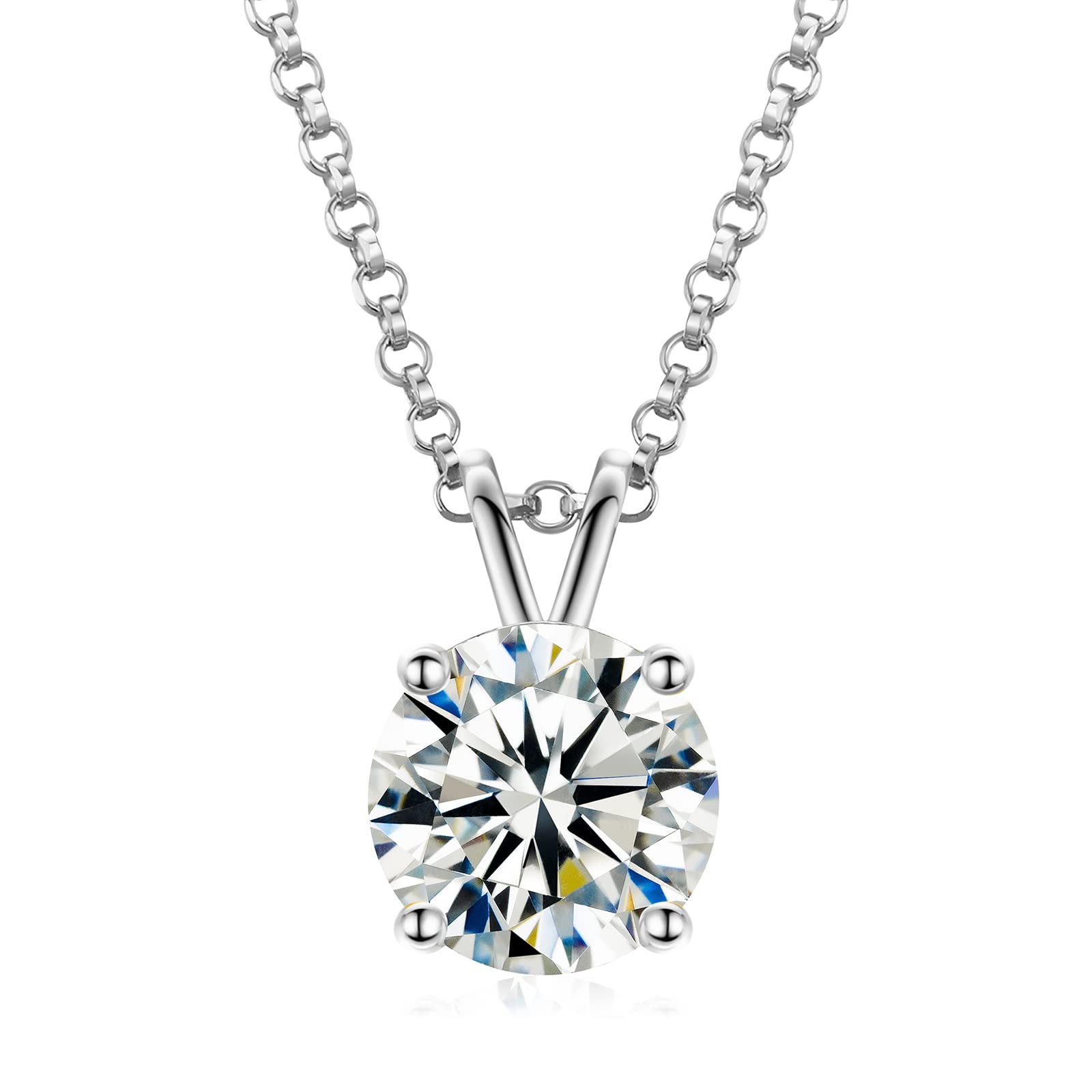 Moissanite Necklace for Women, Brass, Moissanite