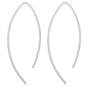 14k white gold wishbone threader earrings