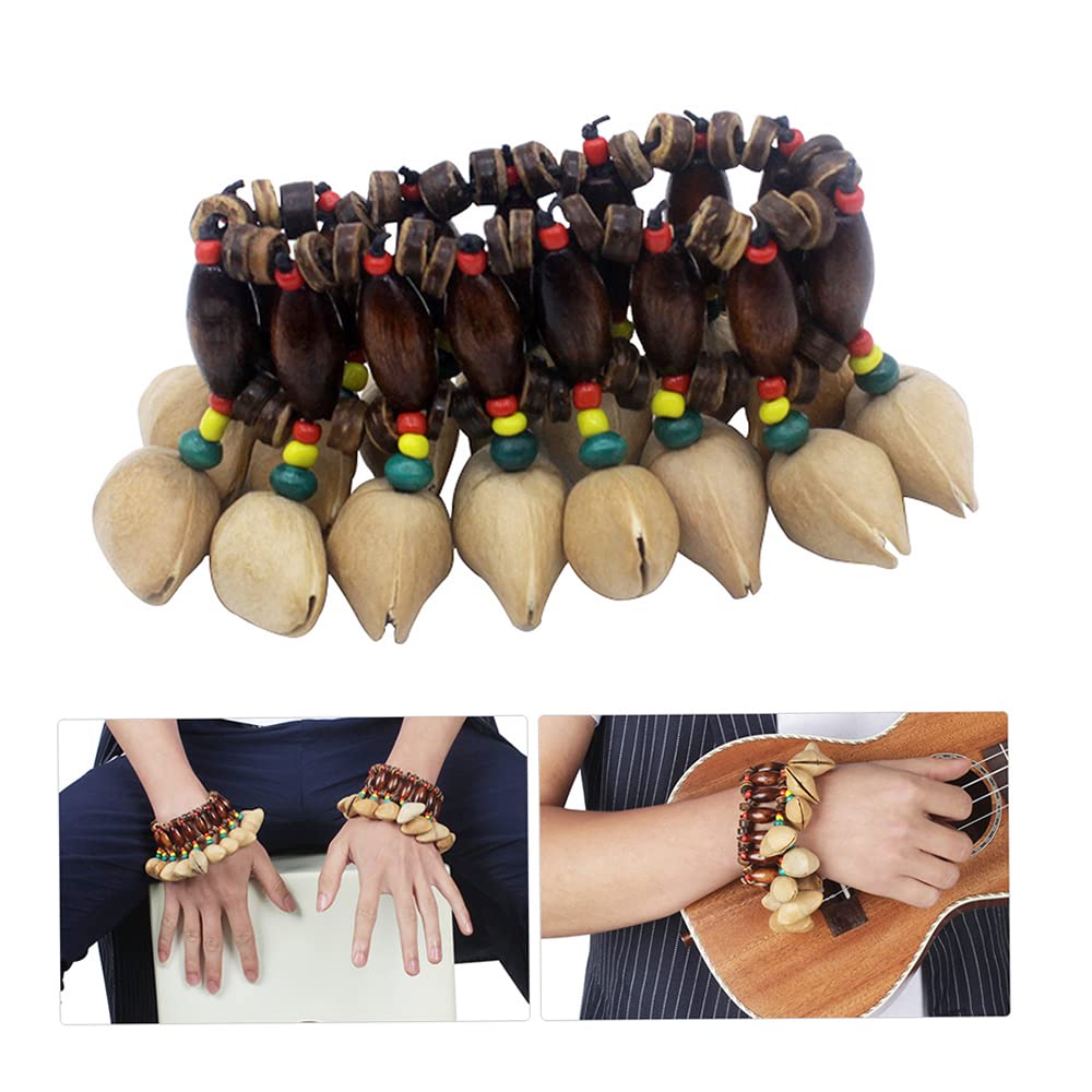 summina Nuts Shell Bracelet, African Tribal Style Nut Handbell, Drum Conga Percussion Accessories