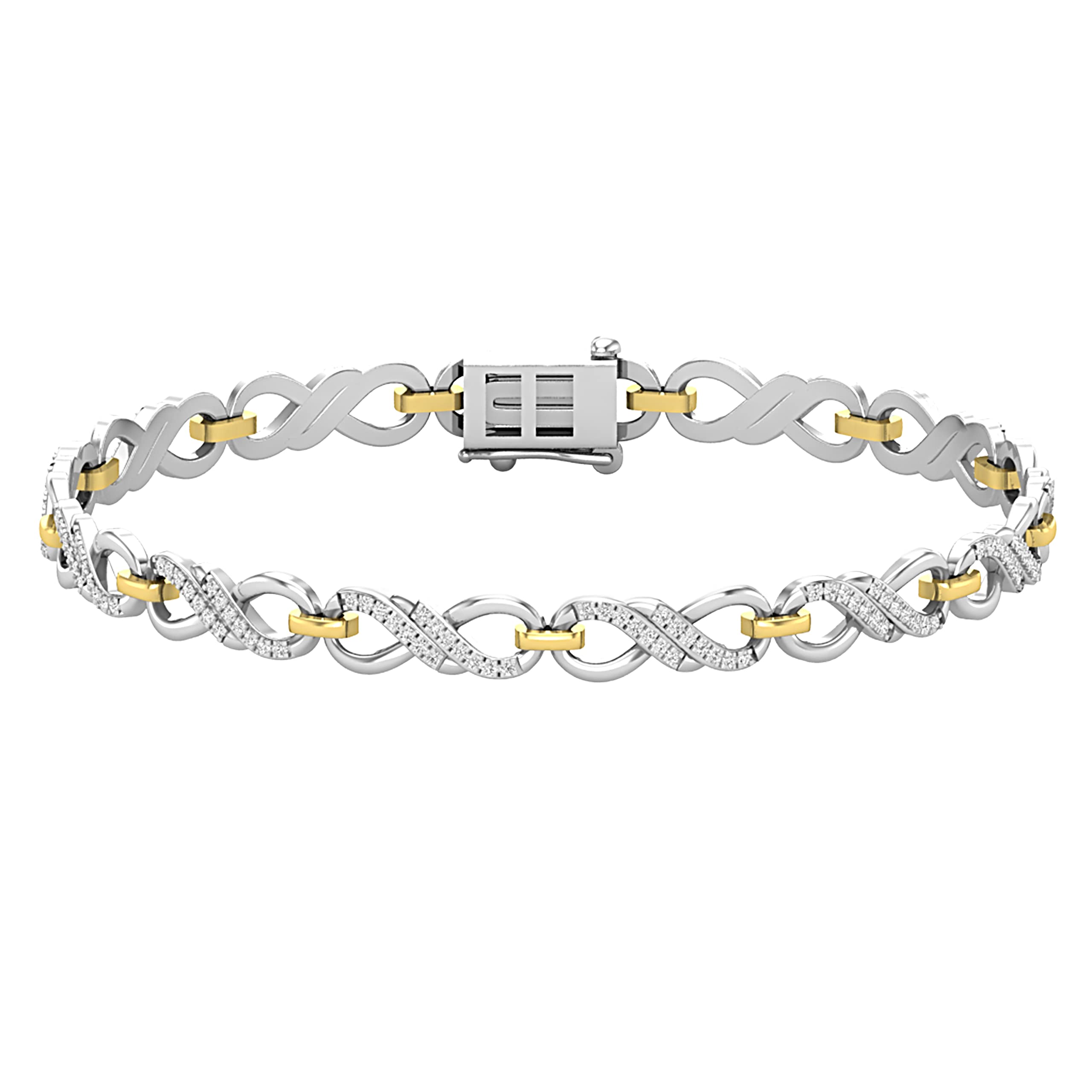 Dazzlingrock Collection 0.52 Carat (ctw) Round White Diamond Ladies Infinity Tennis Link Bracelet 1/2 CT | 10K White and Yellow Gold