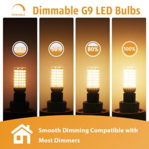 Aegislogic G9 LED Bulb Dimmable 4W, 40 Watt T4 G9 Halogen Equivalent, 3000K Soft Warm White, 120V Flicker Free, LED Bulbs Bi Pin Base Chandelier Lighting 450LM, Energer Saving LED Lighting (5 Pack)