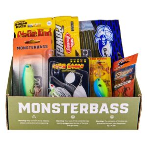 MONSTERBASS Gold Series Box Filled with Premier Bass Fishing Lures & Tackle (5+ Baits with Bonus Items). Excellent Bass Fishing Kit to Upgrade Your Bass Fishing Tackle Setup