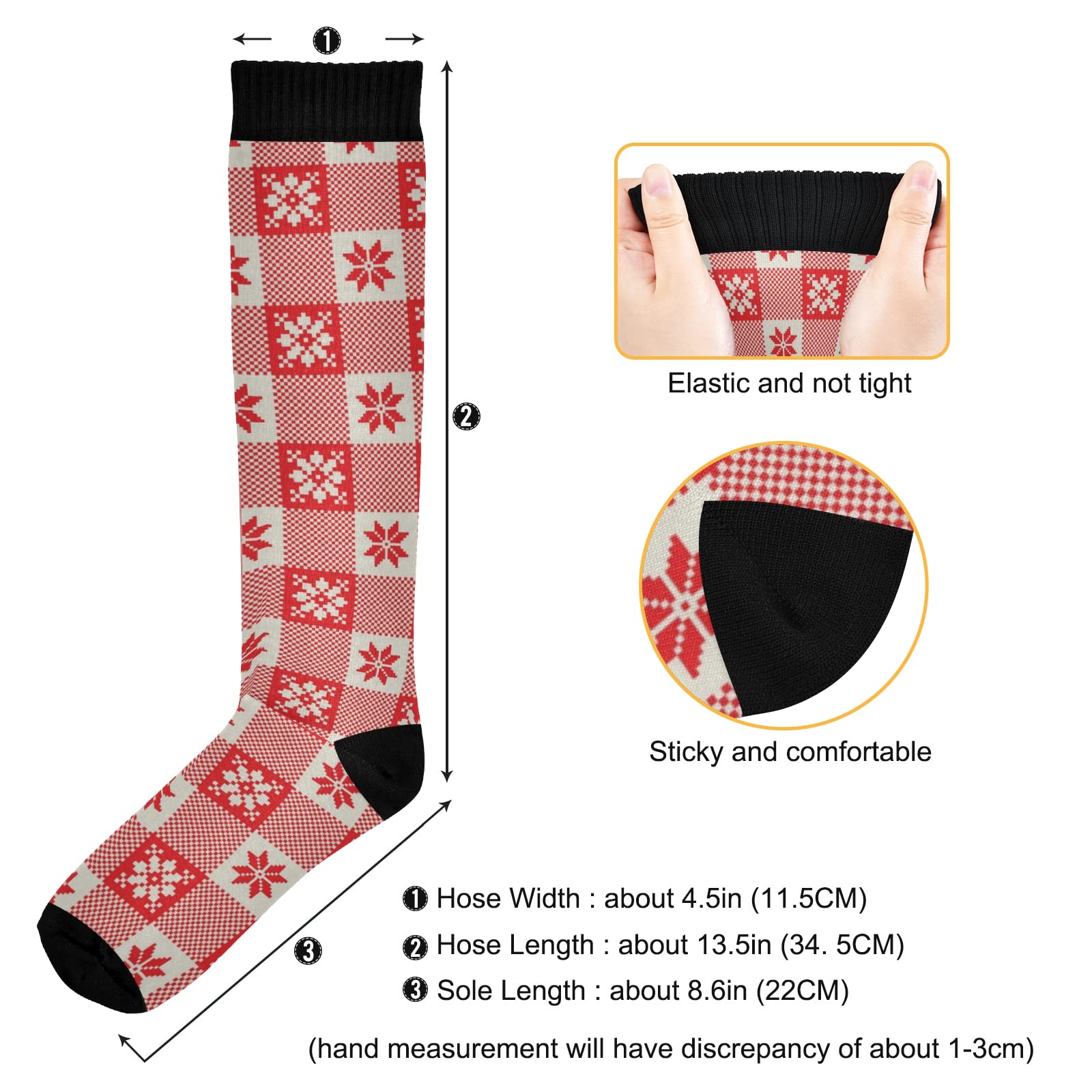 xigua New Year Christmas Checkered Plaid Compression Socks 20-30mmHg Knee High Stockings for Sport Nursing - 1 Pair