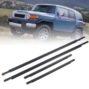 yzqpnb weatherstrip window molding trim seal belt compatible with toyota fj cruiser 2007-2014 front rear left driver & right passenger side door outside belt black