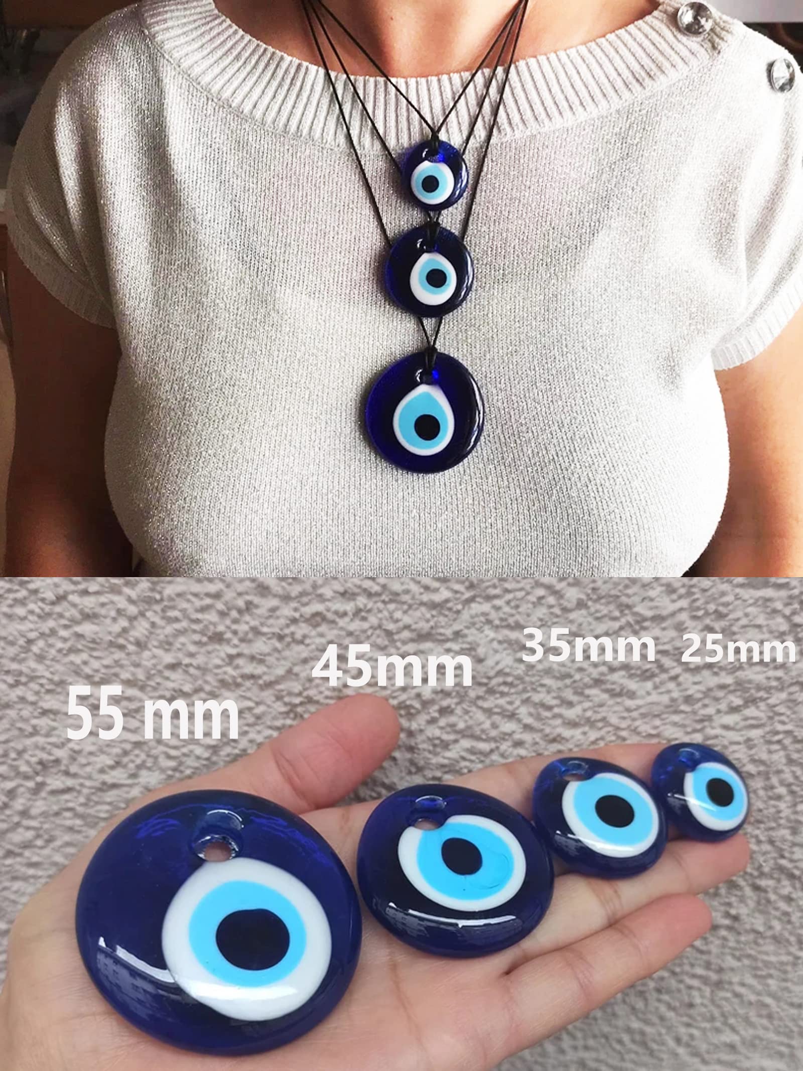 Long tiantian Evil Eye Necklace for Women Blue Turkish Leather Rope Eye Necklace Ojo Necklace Evil Eye Pendant Necklace Third Eye Lucky Protection Necklace (0.98in pendant 17.7in rope)…