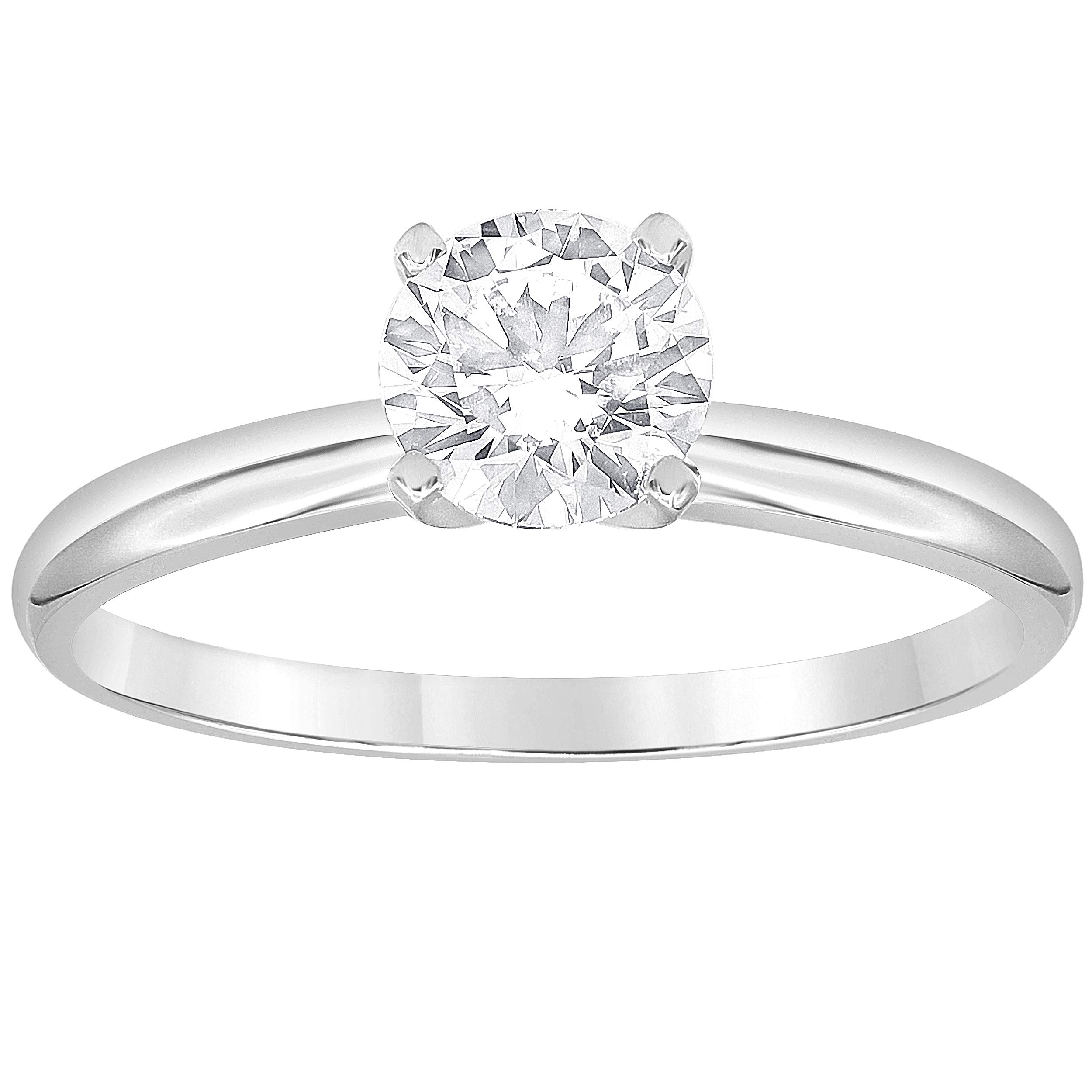 Beyond Brilliance 0.75 Carat Round Cut Solitaire Lab Grown Diamond Engagement Ring for Women (VS-SI) 14K White Gold Fine Jewelry, Gift Box Included (Size 7)