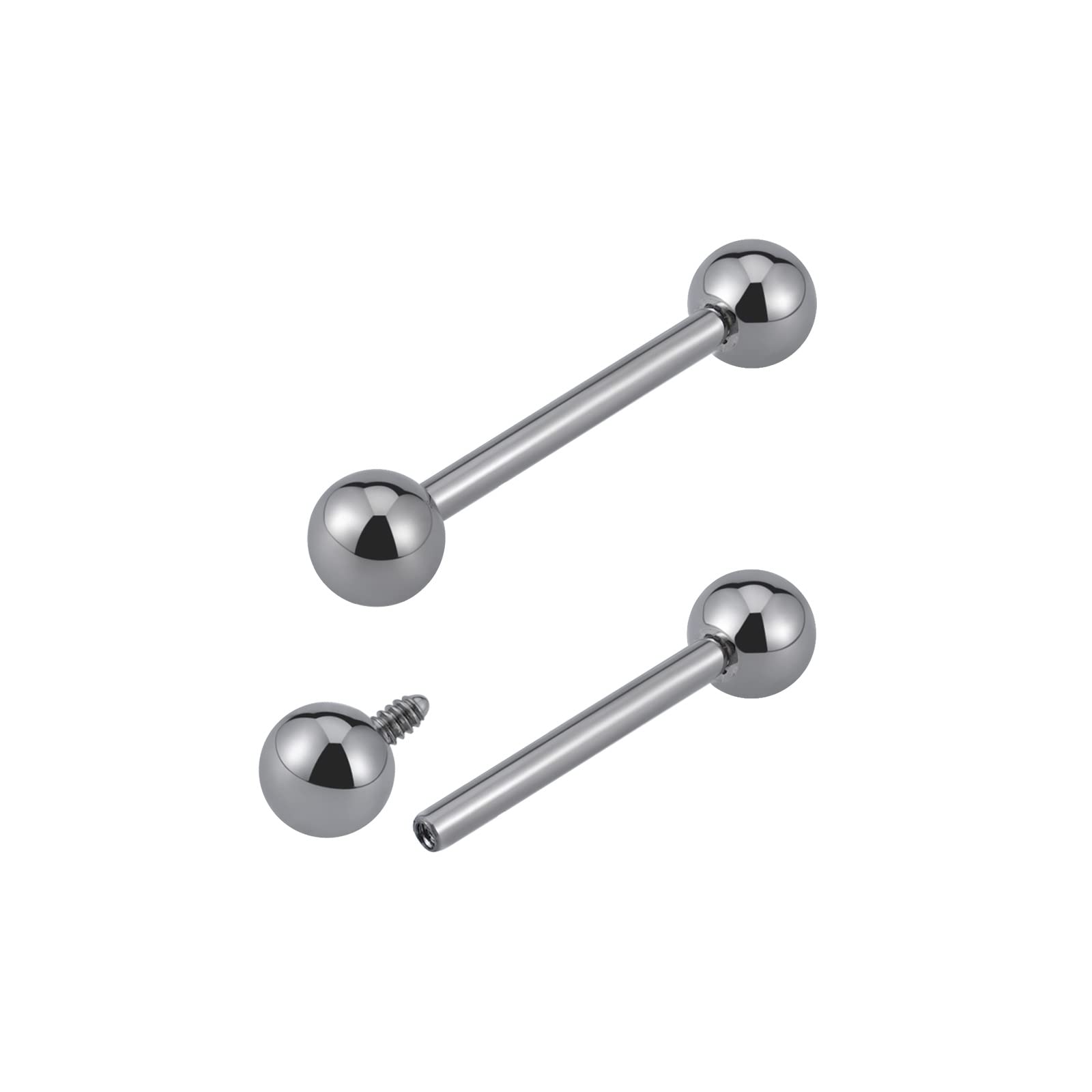 FINE4U 14G Nipple | Tongue Rings Piercing Jewelry Titanium - ASTM F136 Titanium Straight Barbell for Women & Men, Internally Threaded Hypoallergenic (14G × 16mm × 5mm)