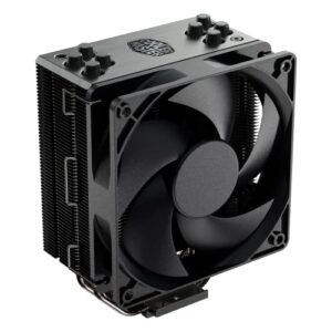 cooler master hyper 212 black cpu air cooler with silencio fan, gun-metal fins, and copper heat pipes - for amd ryzen and intel lga cpus