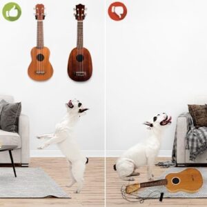 SNIGJAT Ukulele Wall Mount 2 Pack, Ukelele Hanger for Wall Vertical Display, Hardwood Ukulele Holder with Screw, Ukulele Wall Hook fits for Banjo Mandolin Soprano Pineapple Concert Baritone and Tenor