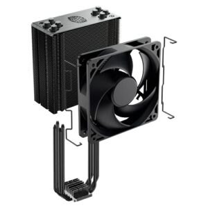 Cooler Master Hyper 212 Black CPU Air Cooler with Silencio Fan, Gun-Metal Fins, and Copper Heat Pipes - For AMD Ryzen and Intel LGA CPUs