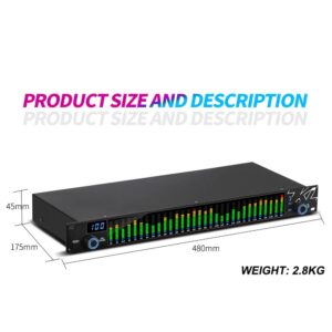 DDARKHORSE T531 110V Digital Equalizer EQ Noise Reduction，with Spectrum Display 31 Bands for KTV Stage Performance Board Stereo Level，LED Spectrum Indicator