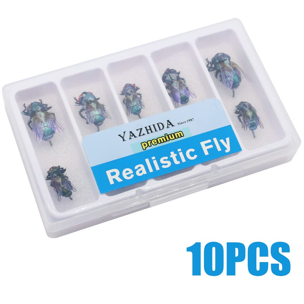 YZD Realistic Fly Fishing Dry Wet Nymph Trout Flies Topwater Lures for Freshwater Saltwater High Simulation Hand Tie Lure Kits 10 pcs