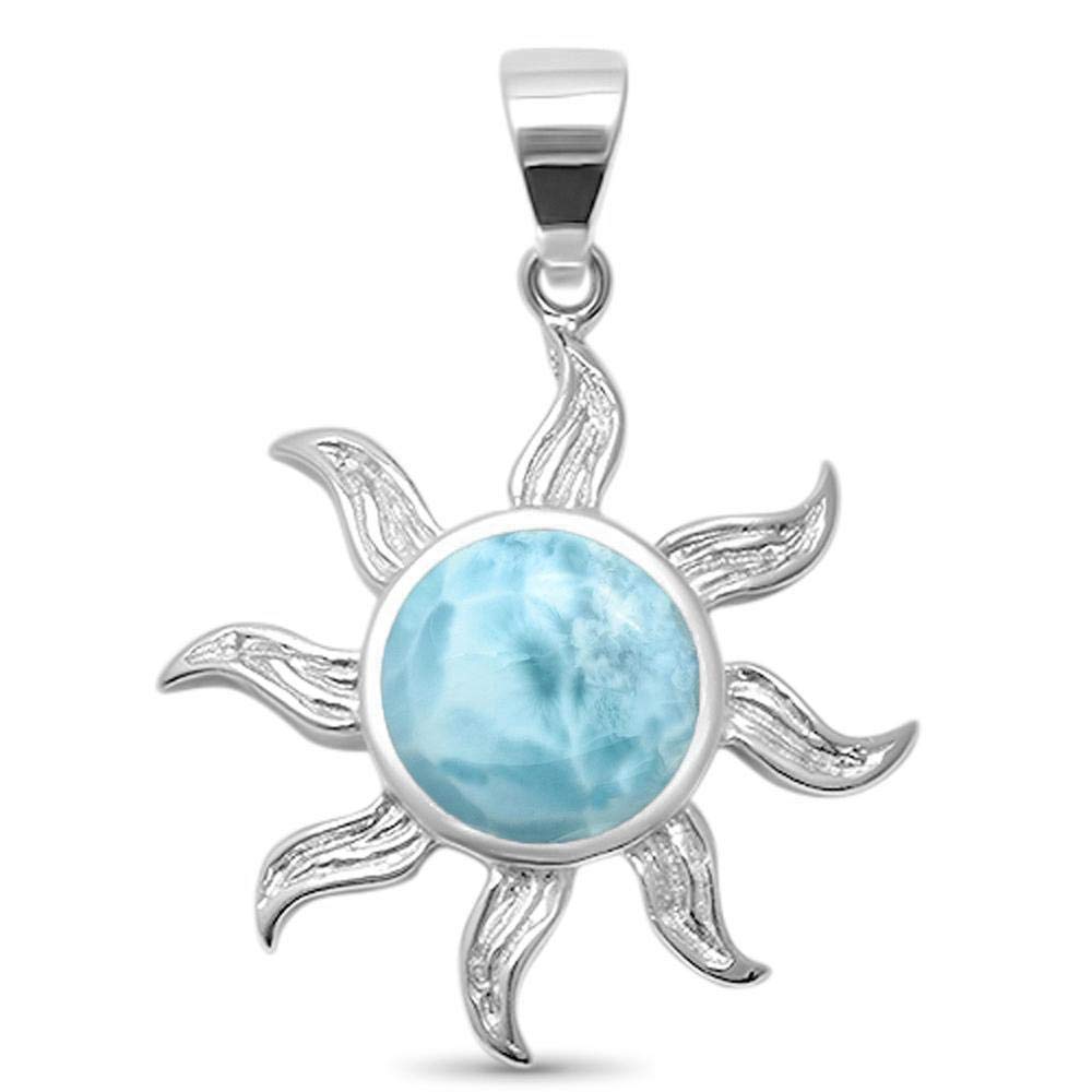 CloseoutWarehouse Larimar Sun Ocean Hanging Pendant Sterling Silver