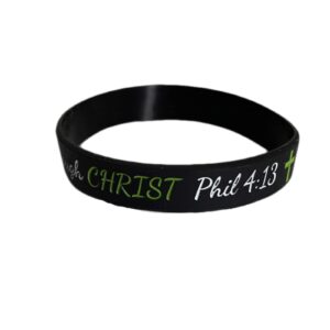 1 Single bracelet - Black I Can Do all Things Through Christ Bracelet Philippians 4 13 Silicone Wrist Band Rubber Christian Bracelets For Men And Women Ink Injected Industrial Strength