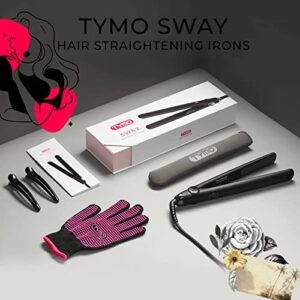 TYMO SWAY Hair Straightener with 10s Fast Heating, 1 Inch Professional Flat Iron Curling Iron in One with 32 Adjustable Temp, Automatic Shut Off, Dual Voltage