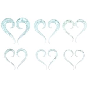 YOFANST 2pcs Glass Teardrop Spiral Ear Gauges Twist Hanger Stretchers Piercing Jewelry, Clear 00G