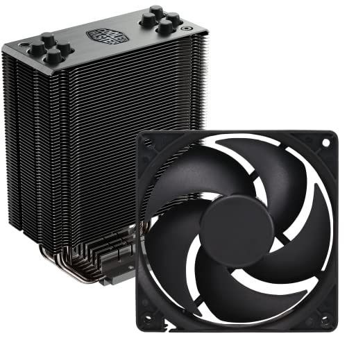 Cooler Master Hyper 212 Black CPU Air Cooler with Silencio Fan, Gun-Metal Fins, and Copper Heat Pipes - For AMD Ryzen and Intel LGA CPUs