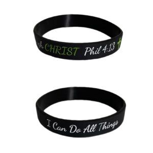 1 Single bracelet - Black I Can Do all Things Through Christ Bracelet Philippians 4 13 Silicone Wrist Band Rubber Christian Bracelets For Men And Women Ink Injected Industrial Strength