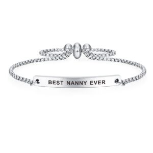 SOUSYOKYO Best Nanny Ever Gifts, Nanny Fashionable Bracelets for Women, Cute Nanny Present for Birthday Mother's Day