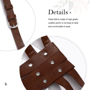 BODIY Punk Women Waist Belts Brown PU Leather Fashion Body Chain Belt Circle Rave Halloween Accessories Belt Adjustable Gothic