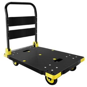 Platform Truck Cart 1000LBS Chinco Star Folding Push Cart Dolly Portable Moving Dolly Cart with 360° Swivel 5'' Wheels Heavy Duty Foldable Flatbed Cart for Hand Moving 2022 Upgrade (35L x24W x40H in)