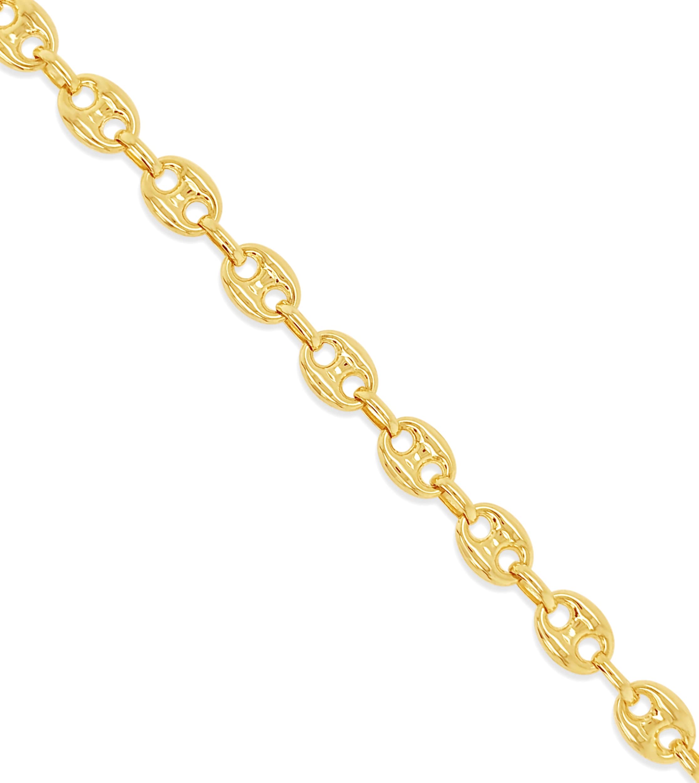 Olive & Chain 14k Gold Puffed Mariner Chain Bracelet for Men/Women, Gold, Hypoallergenic, Lobster Clasp Closure (11 mm, 8.5 Inch)