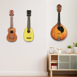 SNIGJAT Ukulele Wall Mount 2 Pack, Ukelele Hanger for Wall Vertical Display, Hardwood Ukulele Holder with Screw, Ukulele Wall Hook fits for Banjo Mandolin Soprano Pineapple Concert Baritone and Tenor