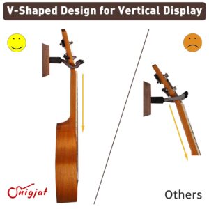 SNIGJAT Ukulele Wall Mount 2 Pack, Ukelele Hanger for Wall Vertical Display, Hardwood Ukulele Holder with Screw, Ukulele Wall Hook fits for Banjo Mandolin Soprano Pineapple Concert Baritone and Tenor