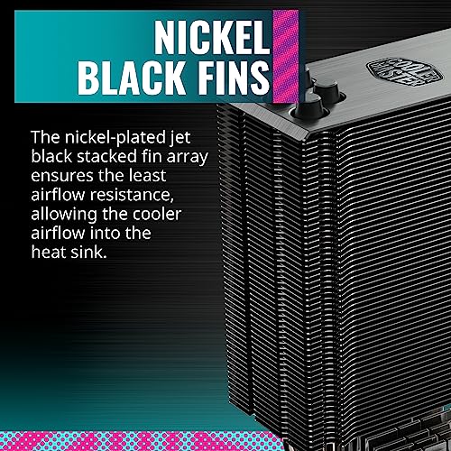 Cooler Master Hyper 212 Black CPU Air Cooler with Silencio Fan, Gun-Metal Fins, and Copper Heat Pipes - For AMD Ryzen and Intel LGA CPUs