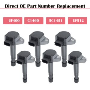 Set of 6 Ignition Coil Pack for 3.5 3.7 V6 Acura MDX Honda Ridgeline Pilot Saturn vue 2001 2002 2003 2004 2005 2006 2007 2008 2009 Coils Replaces# UF400 UF512 C1460