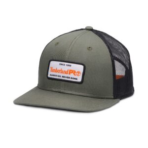 timberland pro a.d.n.d. light logo mid profile trucker cap, burnt olive, one size fits all