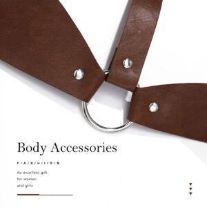 BODIY Punk Women Waist Belts Brown PU Leather Fashion Body Chain Belt Circle Rave Halloween Accessories Belt Adjustable Gothic