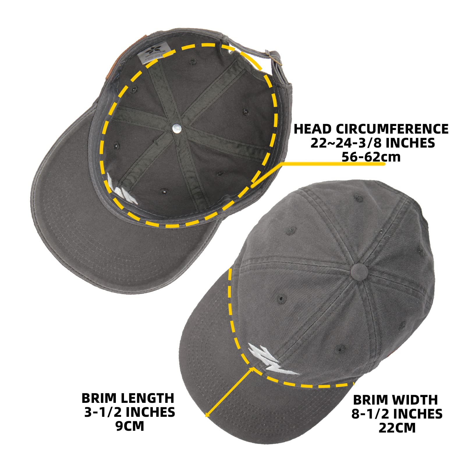 Unisex Vintage Washed Twill Cotton Baseball Cap Soft Unstructured Adjustable Dad Hat (Dark Grey)