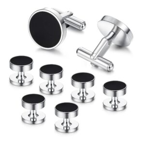 diamday cufflinks and tuxedo studs for clothing for men stainless steel gold cufflinks for shirts and ties shirt accessories classic tuxedo buttons and cufflinks for father’s day silver & gold tones