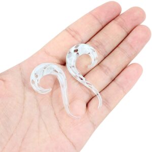 YOFANST 2pcs Glass Teardrop Spiral Ear Gauges Twist Hanger Stretchers Piercing Jewelry, Clear 00G