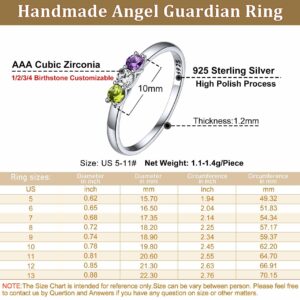 Bestyle Custom Birthstone Rings for 3, Dainty Sterling Silver Stacking Band Ring for Women, Great Statment Promise Ring on Thanksgiving/Christmas/Valentines'/Mother's Day