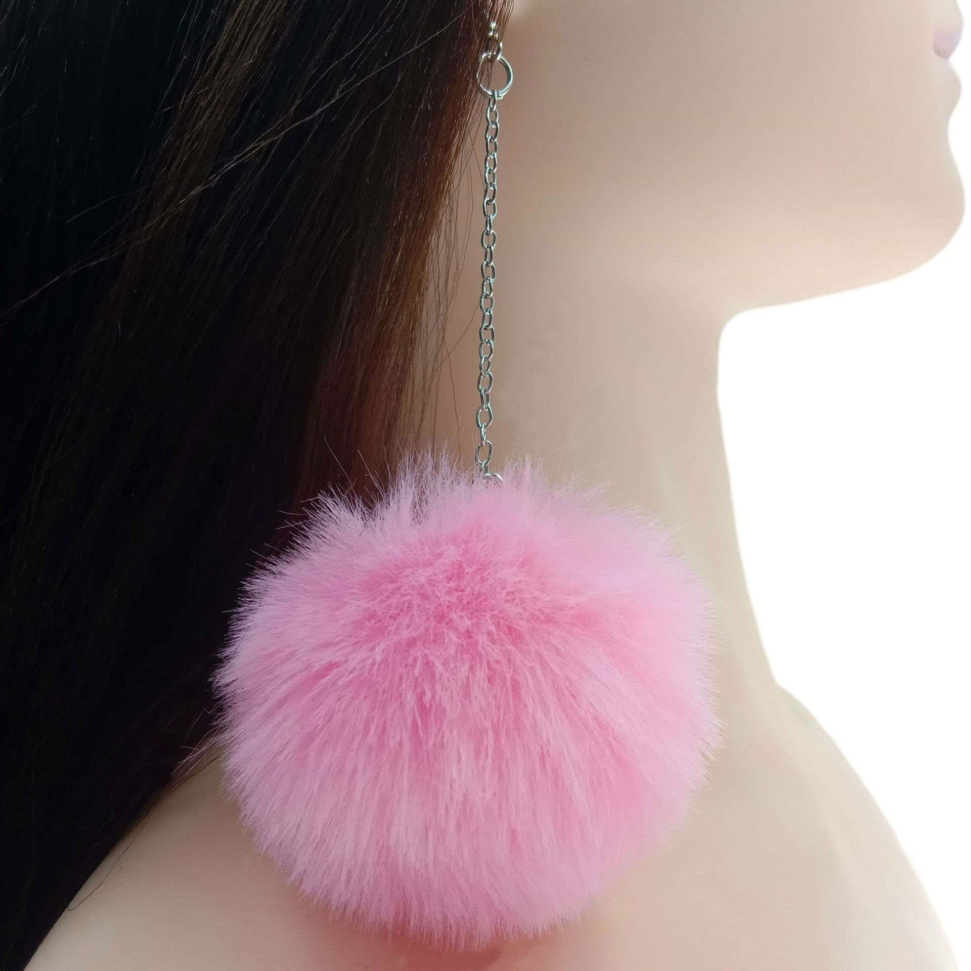 4 Pairs Pom Pom Dangle Earrings Set Statement Fur Ball Drop Earrings for Women Winter Jewelry