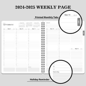 2024-2025 Weekly Appointment Book & Planner - July 2024 - June 2025, 2024-2025 Daily Hourly Planner, 8" x 10", Half Hour (30 Mins) Interval, Printed Tabs, Strong Binding, Round Corner, Thick Paper