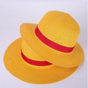 Yellow Cosplay Straw Cap Anime Luuffyy Flat Hats One Japanese Piece Cartoon Props Hat Boy Girl Beach Sun Hat