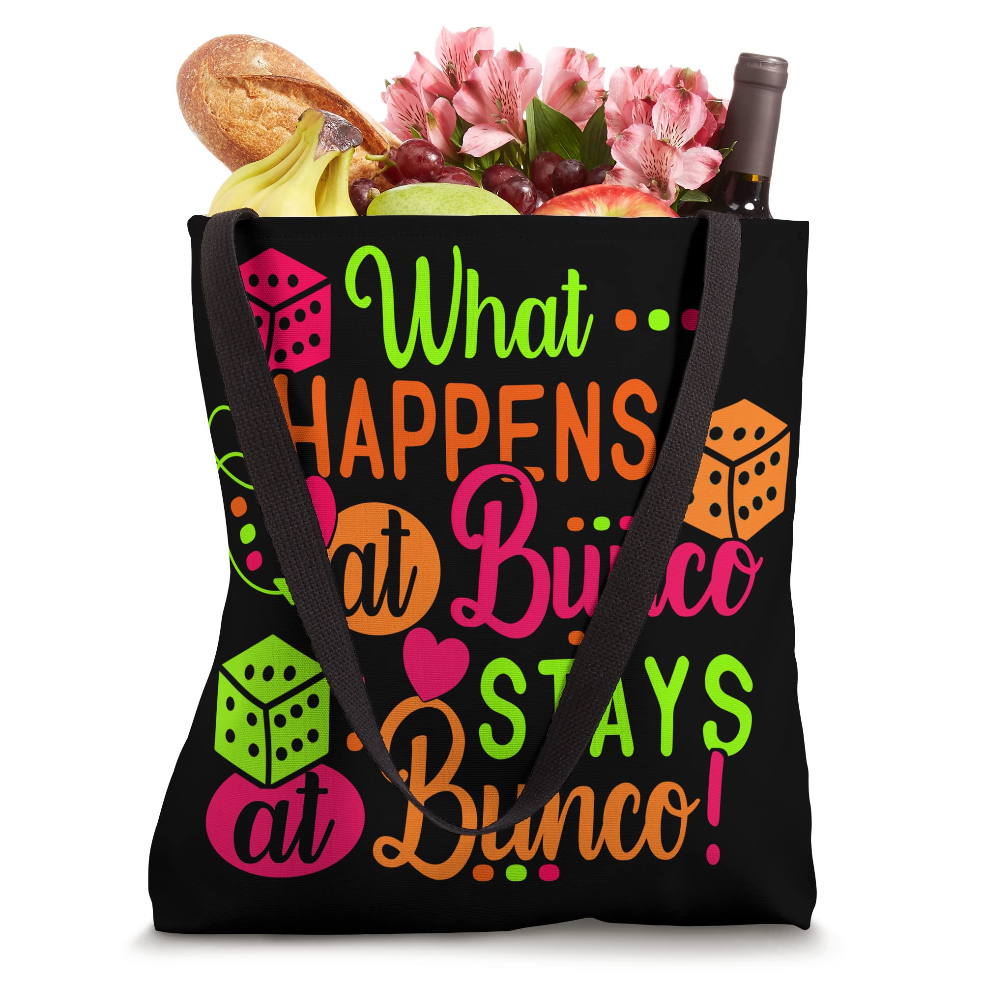 What Happens at Bunco Stays at Bunco Dice Game Bunco Babe Tote Bag