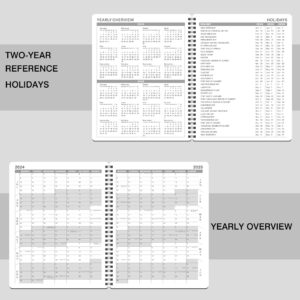 2024-2025 Weekly Appointment Book & Planner - July 2024 - June 2025, 2024-2025 Daily Hourly Planner, 8" x 10", Half Hour (30 Mins) Interval, Printed Tabs, Strong Binding, Round Corner, Thick Paper